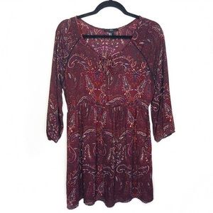 Burgundy Paisley Forever21 Midi Dress